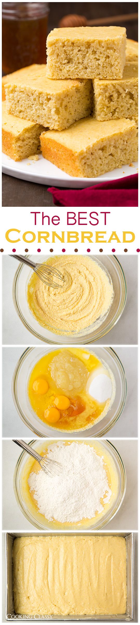 The BEST Cornbread - I've been using this recipe for years. A cornbread that's actually moist! Everyone is always fighting over the last piece.
