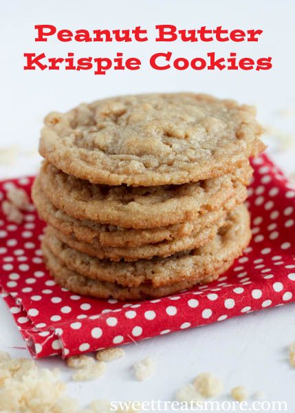 Peanut Butter Krispie Cookies-peanut butter cookies loaded with rice krispie cereal. A little snap, crackle pop in your cookies!