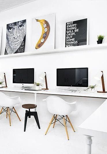 black and white workspace