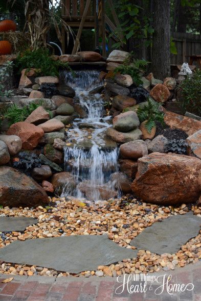 Pondless Waterfall An Update - All Things Heart and Home, water feature, waterless pond, drainage
