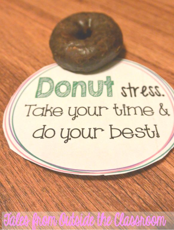 Use a donut and a witty saying to pump kids up for state testing.