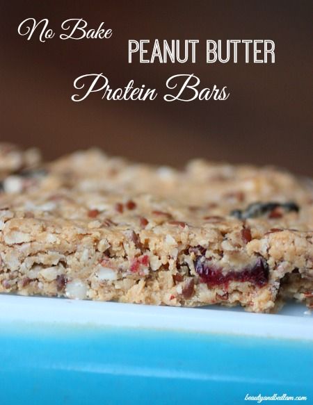 Whip up this delicious and easy No Bake Peanut Butter Protein Bars. So healthy and delicious!! #wholefoods