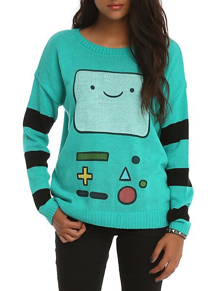 Large if available, or a XL if Large is not available. Adventure Time BMO Girls Sweater | Hot Topic