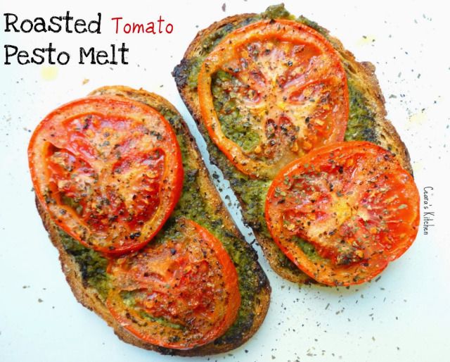 Roasted Tomato Pesto Melt! A fun, easy and delicious lunch or dinner! { #VEGAN, #HEALTHY, #GLUTENFRE } - Ceara's Kitchen
