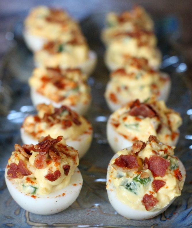 Bacon Jalapeno Deviled Eggs @Brandy Waterfall Waterfall Waterfall Waterfall Waterfall Hammack you should do this for thanksgiving:)