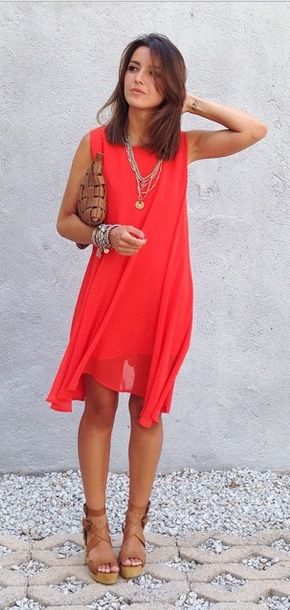 Classy Chiffon Dress in Orange