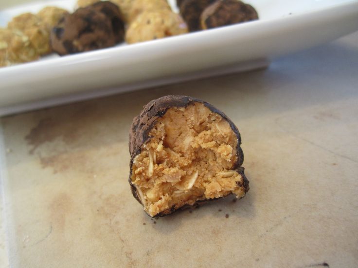No Bake PB Protein Balls- made mine into 5 breakfast bars.