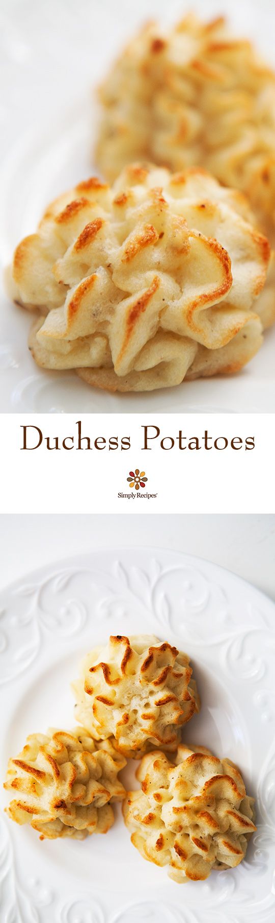 Duchess Potatoes - Mashed with butter, nutmeg and cream, then baked until the tops are golden brown.