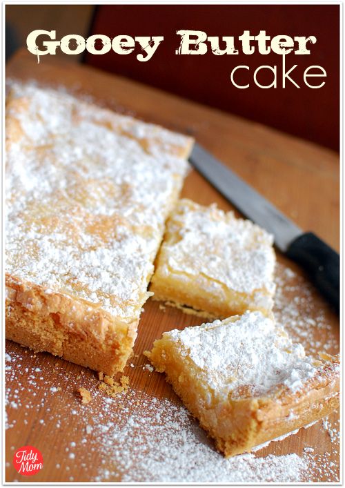 St. Louis Gooey Butter Cake a/k/a Chess Squares, Neiman Marcus Brownies, Texas Gold & so on: These are my fave dessert bars ever. EVER! So yummy & easy to make (only a few ingredients) & everyone always gobbles them up & wants the recipe. 