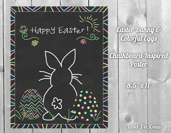 Easter Bunny Chalkboard Eggs Poster by MudPieSoup on Etsy, $5.00