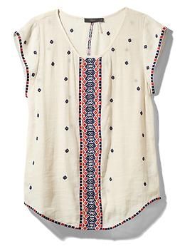 THML Clothing Cream Embroidered Top | Piperlime