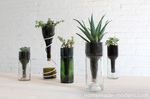 How to: Make Desktop Planters Out of Wine Bottles