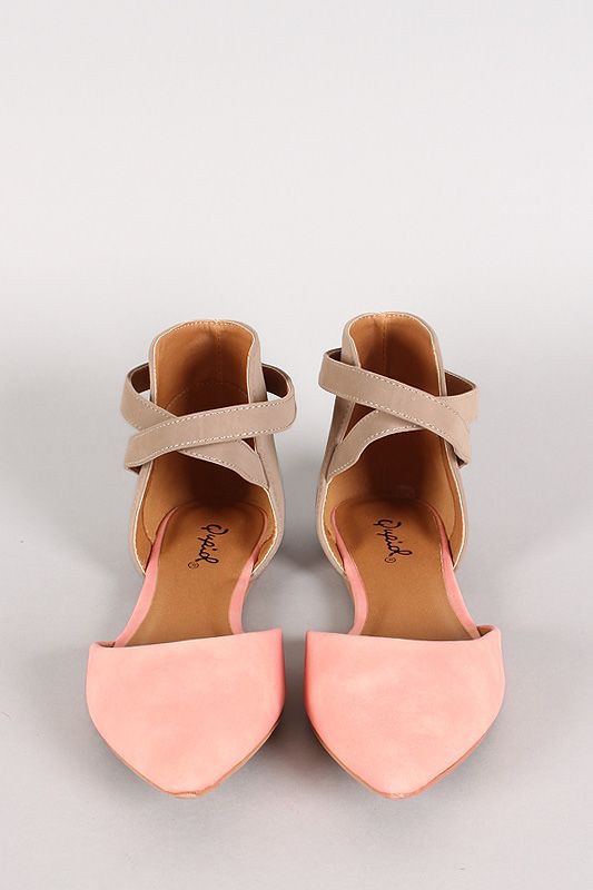 Sweet, soft blush ♥ Qupid Pointer-70 Two Tone Pointy Toe Flat #urbanog