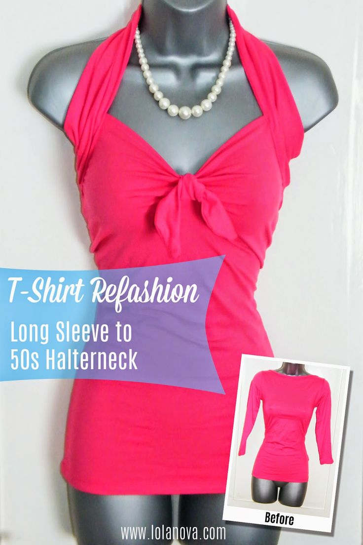 Refashion a Long Sleeve T-Shirt into a 50s Halterneck top