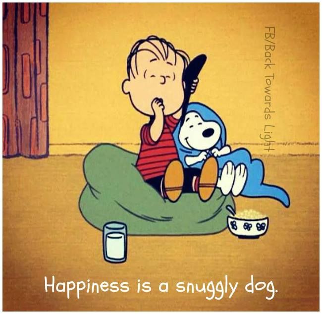 Happiness is a snuggly dog