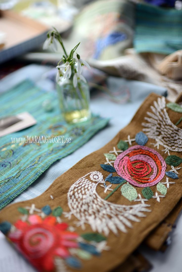 Vintage embroidery - Folklore, flower folk art design great for embellishing ethnic,gypsy or traditional mexican jackets ,skirts and dresses....cool in layered looks also for scandi,lagenlook fashions...mustard brown and aqua great contrast colour combo