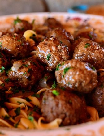 Salisbury Steak Meatballs ~~Salisbury Steak was one of Mom's staple meals, you could count on seeing it in the rotation every week. Well, Pioneer Woman has put a spin on this old favorite!