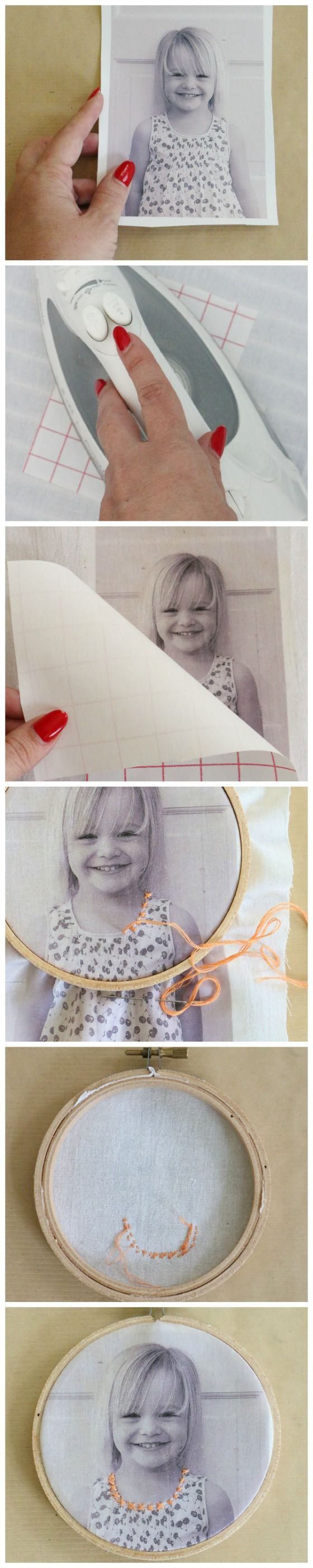 This easy embroidered photo is a perfect Christmas gift for Grandma or Grandpa! Click through for excellent directions.| The Glamorous Housewife