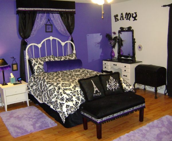 Black And White and purple Bedroom Ideas For Teens | Fantastic Teenage Girl’s Bedroom Ideas