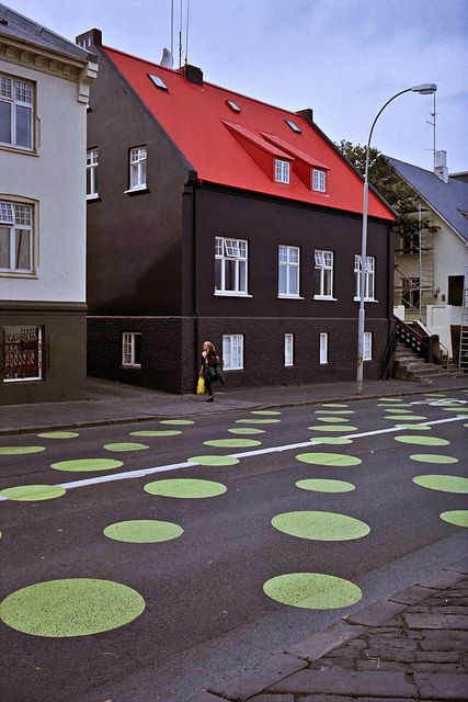 Polka dots on Hverfisgötur, Reykjavík, Iceland.
