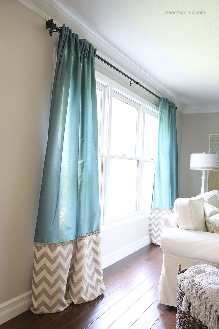 This is a great idea...especially to add a little bit of pattern to a solid curtain or a little solid to a pretty printed curtain... Plus can save you money by not buying the super long curtains.