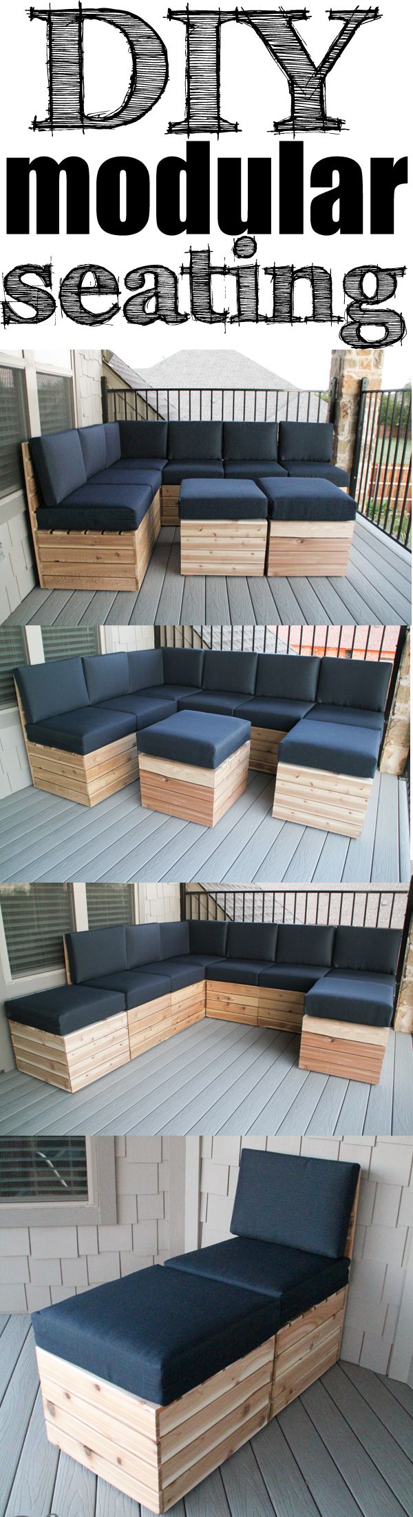 diy modular seating: easy to build and you can arrange it to fit your space