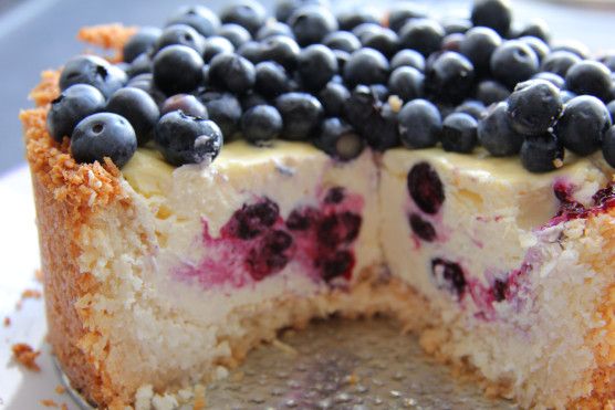Coconut blueberry low carb cheesecake
