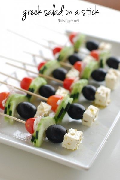 Greek Salad on a Stick - great appetizer idea for a party
