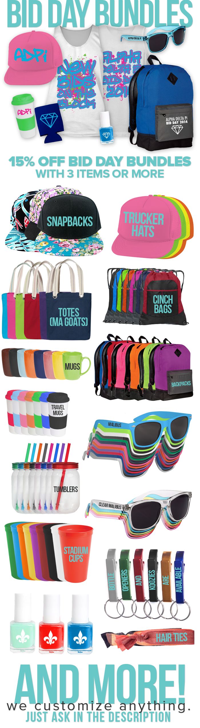 Bid Day Bundles Promotion // College Hill Custom Threads. The options are LIMITLESS!!! #CHCT #LifeCustomized