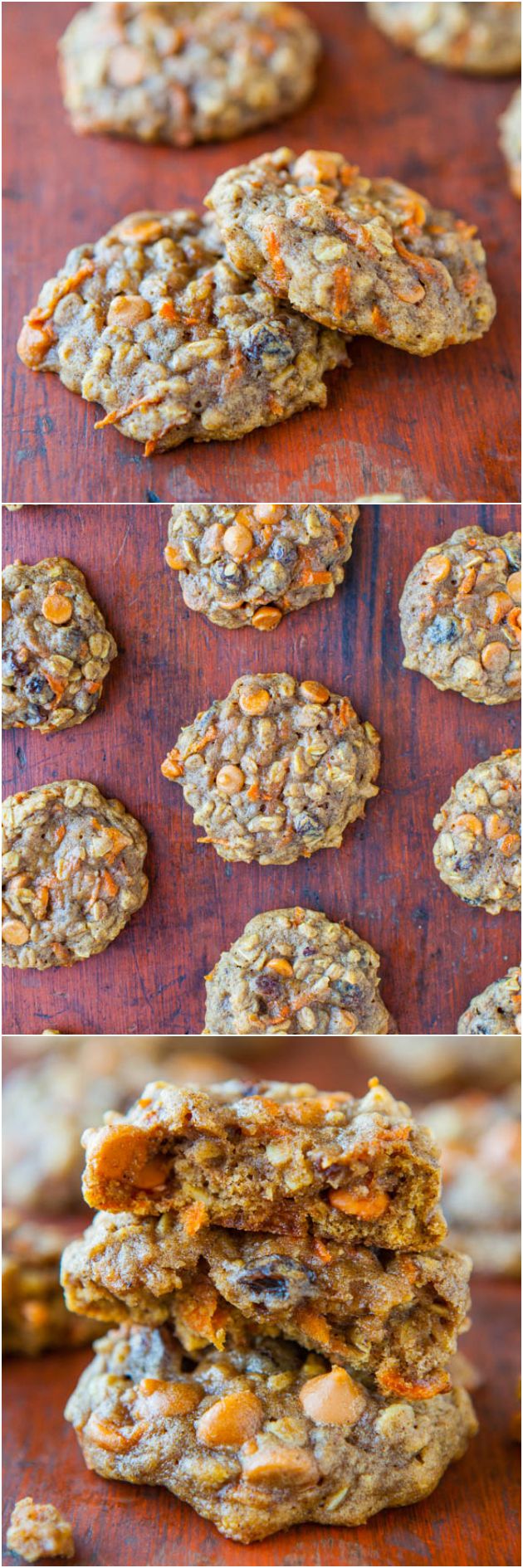 Soft and Chewy Spiced Carrot Cake Cookies - Tons of texture and so moist with zero cakiness. Eat your vegetables by way of healthy cookies!