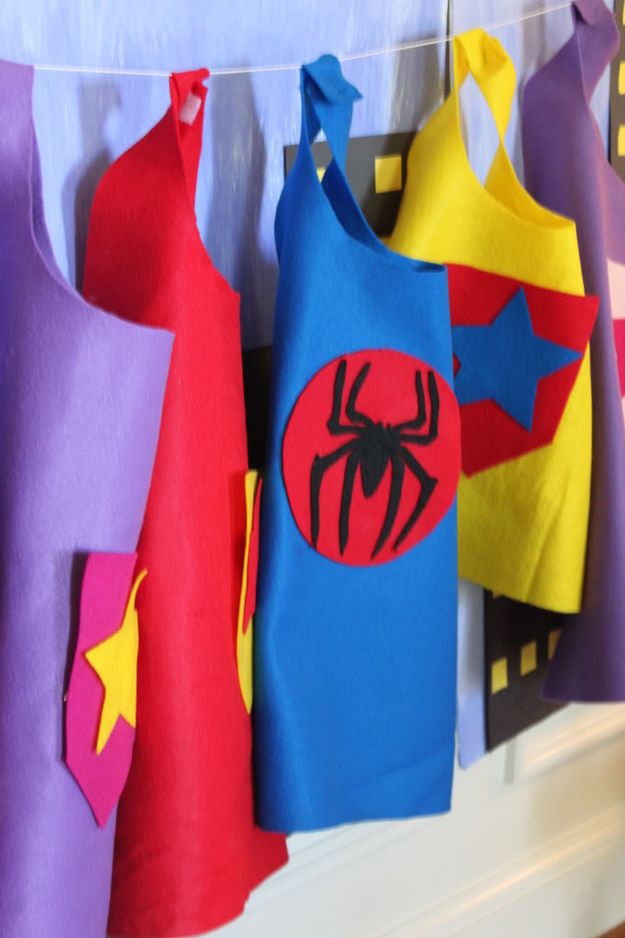Here are some no-sew DIY capes. | How To Throw The Most Awesome Superhero Party Ever