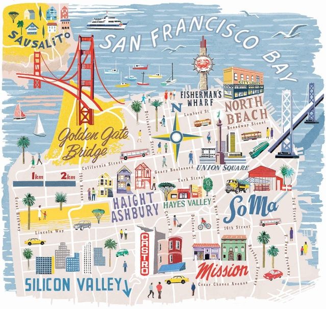 San Francisco map for National Geographic Traveller by Anna Simmons