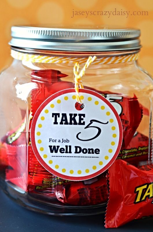 Thank you gift.  Take 5 candy. Teacher, employee gift