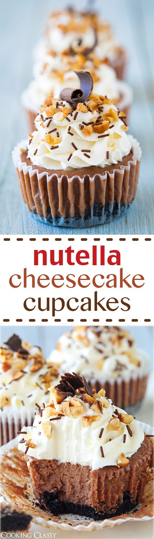 Nutella Cheesecake Cupcakes - These cupcakes are DREAMY! Silky smooth, creamy perfection.