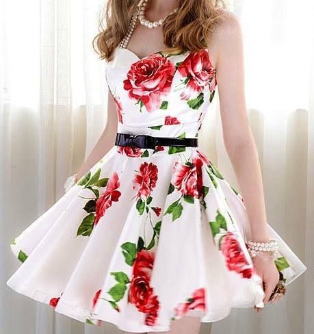 cute summer dress super cute i love it the roses , the belt , that it has straps , a sweetheart neck line . It looks very vintage and totally adorable . I would love to where it but i have no idea where to get it but i want it bad:-)
