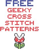 Cross stitch patterns for: Back to the Future, Mario Bros, Doctor Who, Star Wars, Legend of Zelda, and Minecraft
