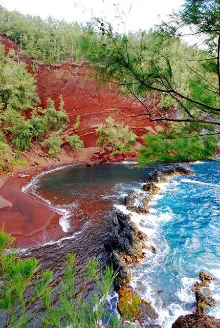Red Sand beach, Hana, Maui, Hawaii.