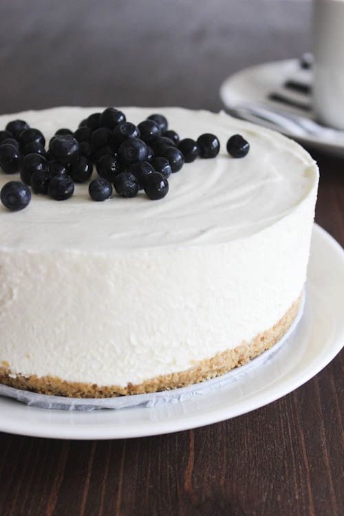 White chocolate mousse cake with blueberries