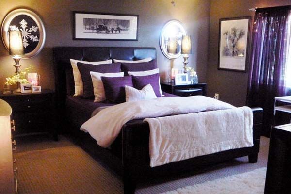 minimally furnished bedroom design ideas dominate purple