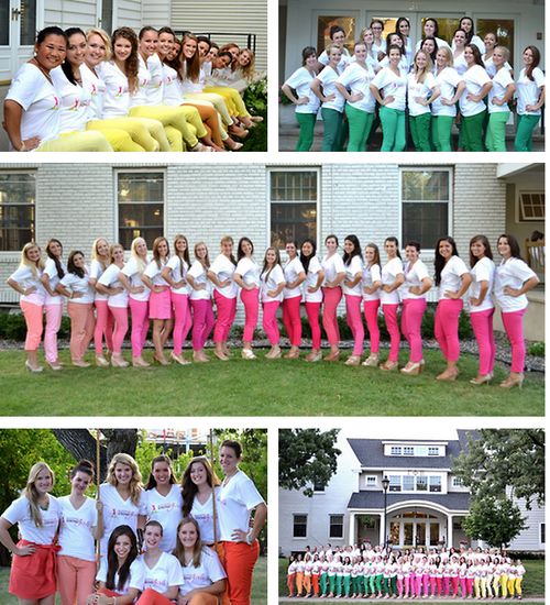 Colored pants with white v-necks! RECRUITMENT STYLE GUIDE! | sorority sugar