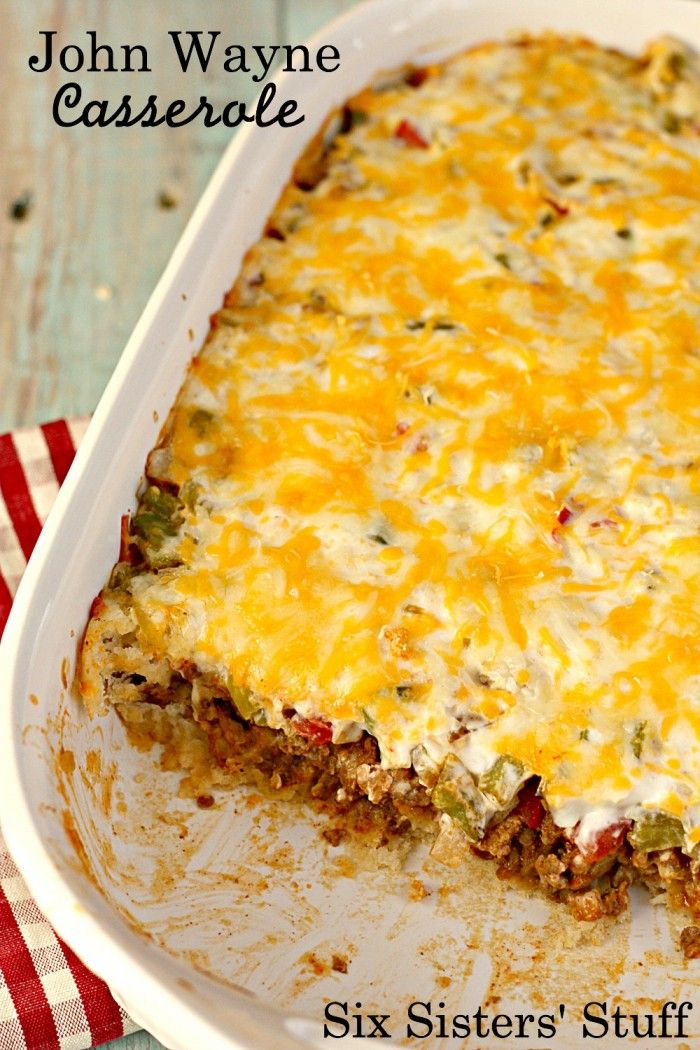John Wayne Casserole (Beef and Biscuit Casserole)- Swap out the ground beef in this recipe with Johnsonville Ground Italian Sausage for another level of flavor! #SausageSwap