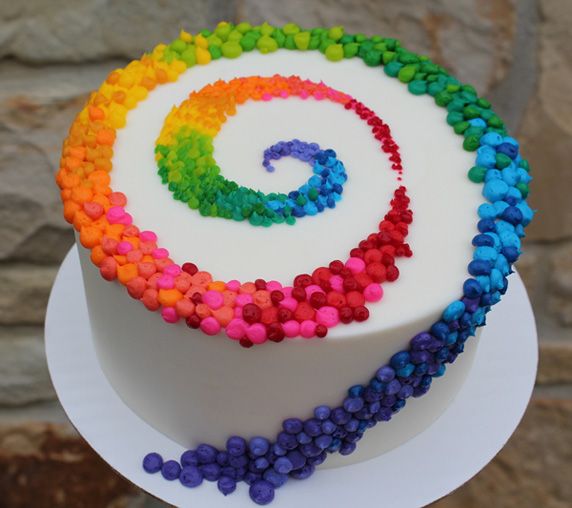 Beautiful Cake Pictures: Colorful Patterned Swirl on White Cake: Birthday Cakes, Colorful Cakes