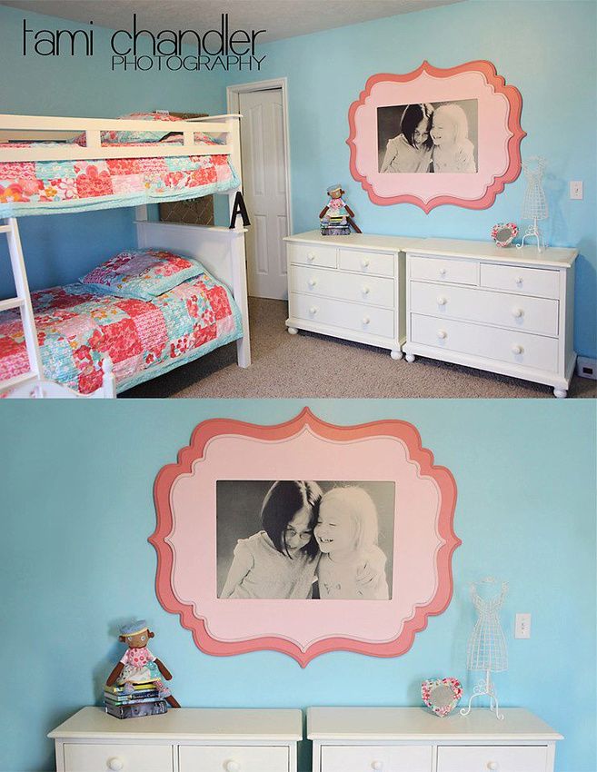 blown up sweet sister photo for shared room