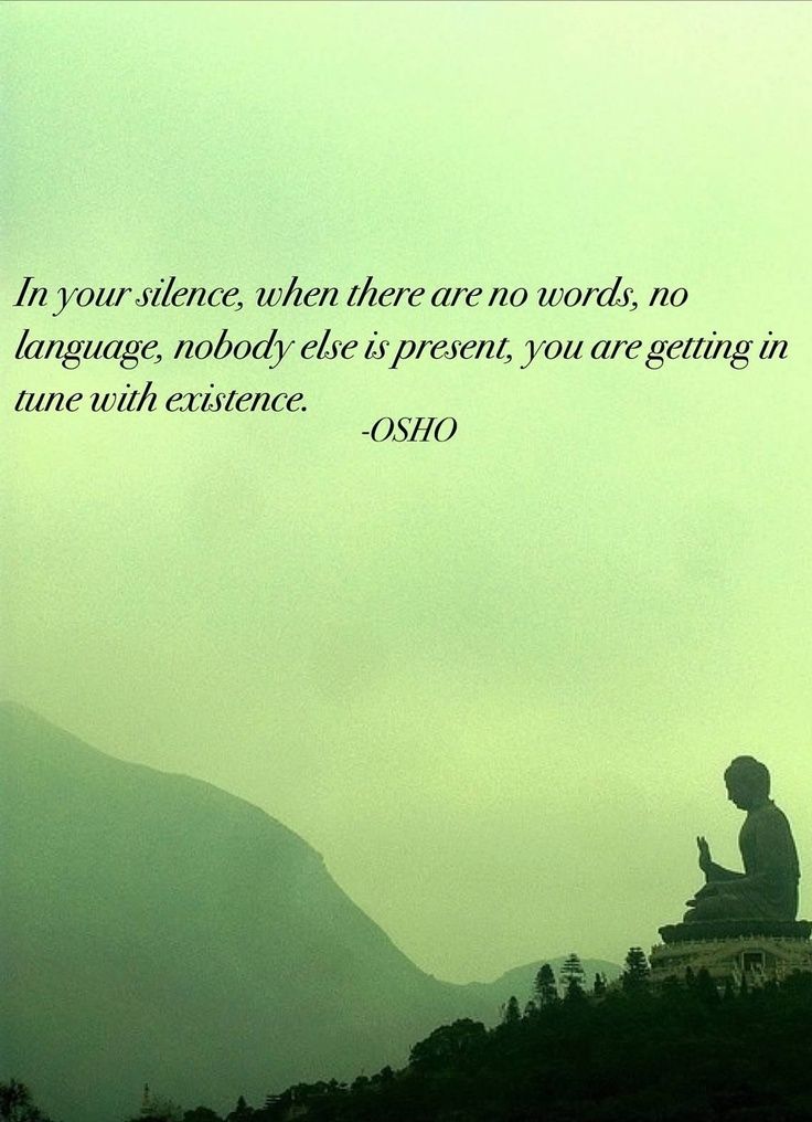 In your silence, when there are no words, no language, nobody else is present, you are getting in tune with existence - Osho