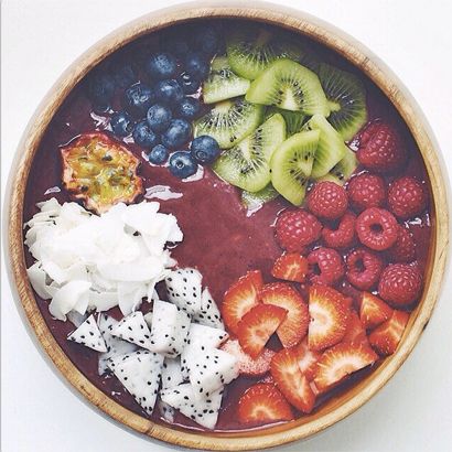 Tropical Paradise: Blueberries, kiwi, strawberries, raspberries, coconut, passion fruit, dragon fruit