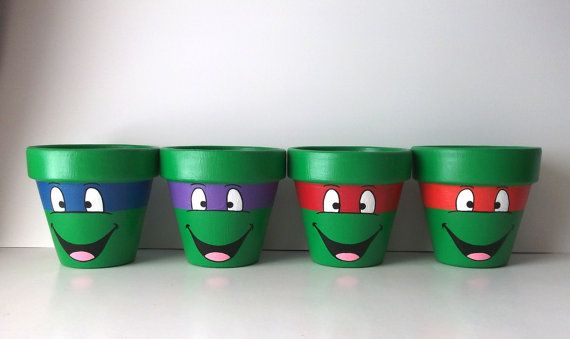 TMNT Teenage Mutant Ninja Turtles Individual Painted Flower Pot