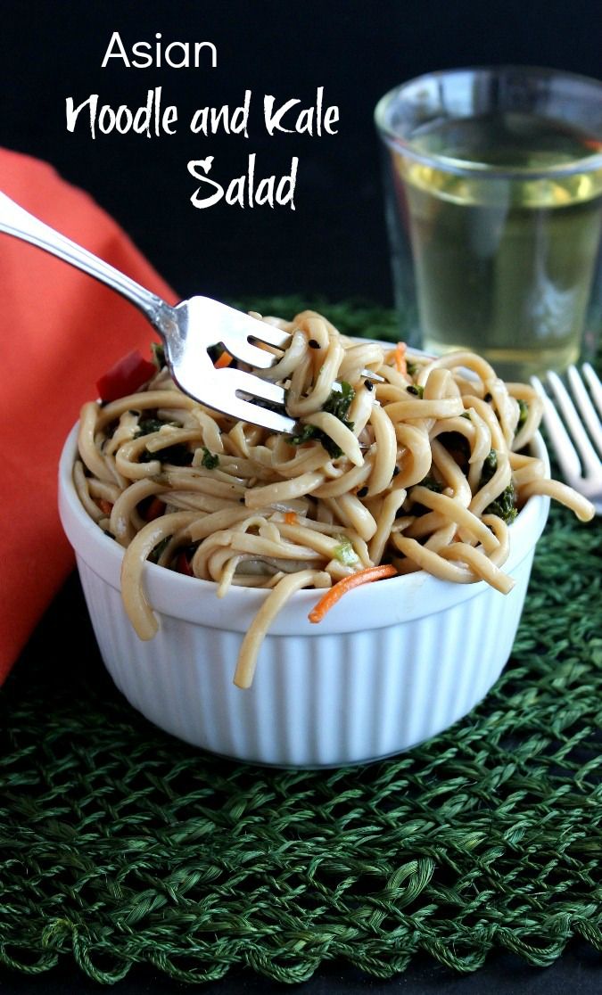 Asian Noodle and Kale Salad is the best of three worlds. Fast, refreshing and tasty! The homemade Ponzu salad dressing works as a marinade also.