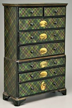 Rare tartan ware minature high chest in Murray tartan