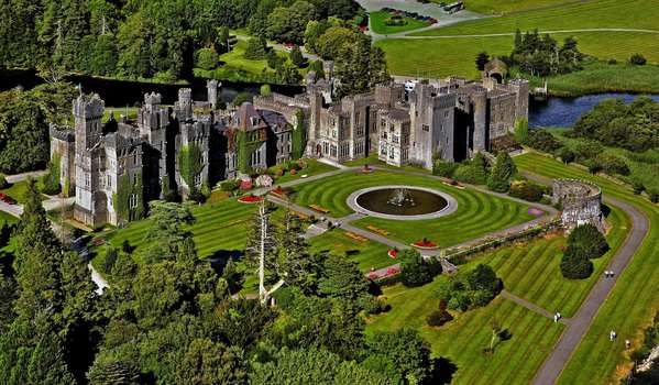 Ashford Castle. The castle dates to 1228 and was once owned by the Guinness family. It was converted into a hotel in the early 1900s, and it's also home to Ireland's oldest falconry.