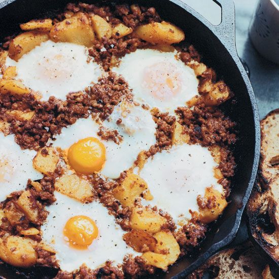 Baked Eggs with Chorizo  and Potatoes